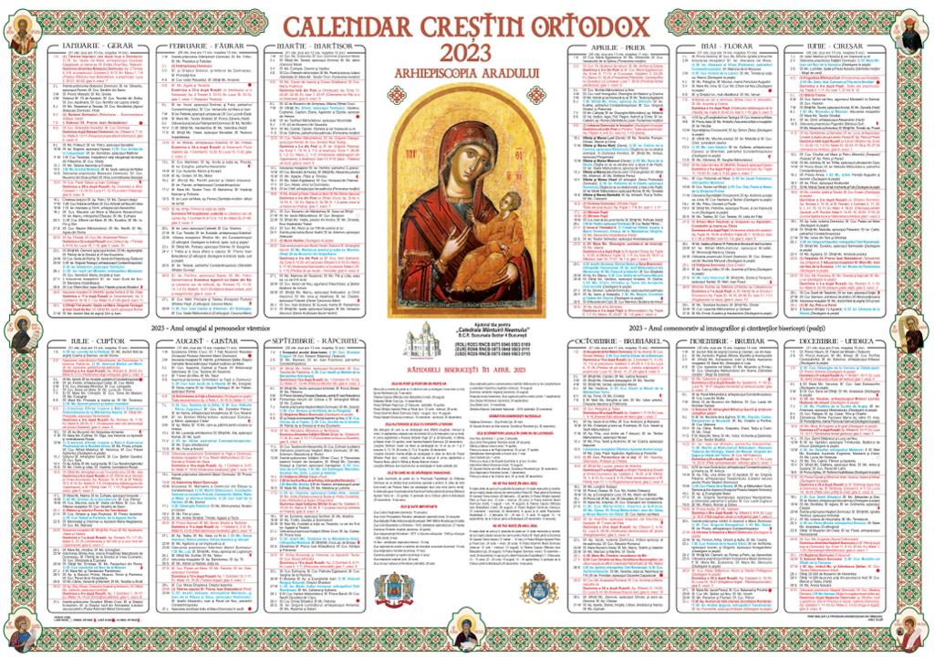 A apărut Calendarul creștinortodox pentru anul 2023 în format foaie de